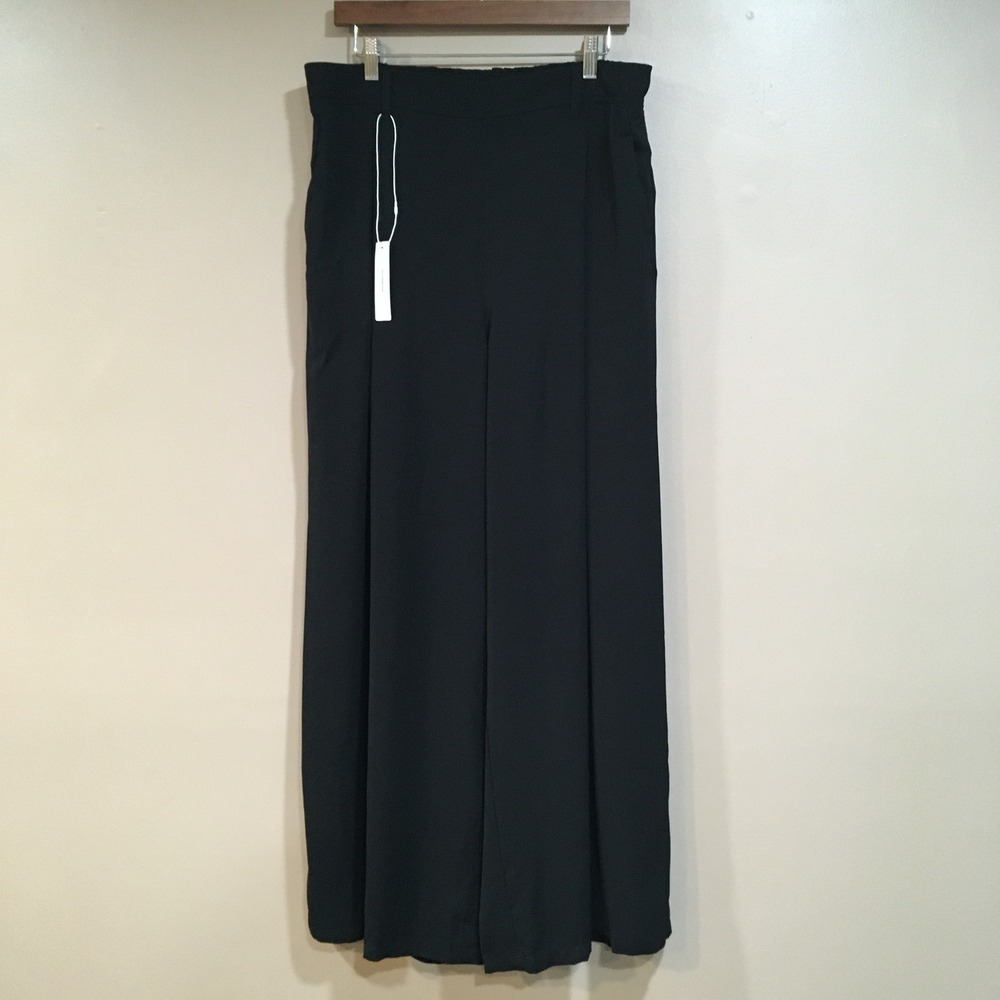 Ododos High Waist Super Wide Leg Pants Womens XL Black Minimalist Modern Capsule